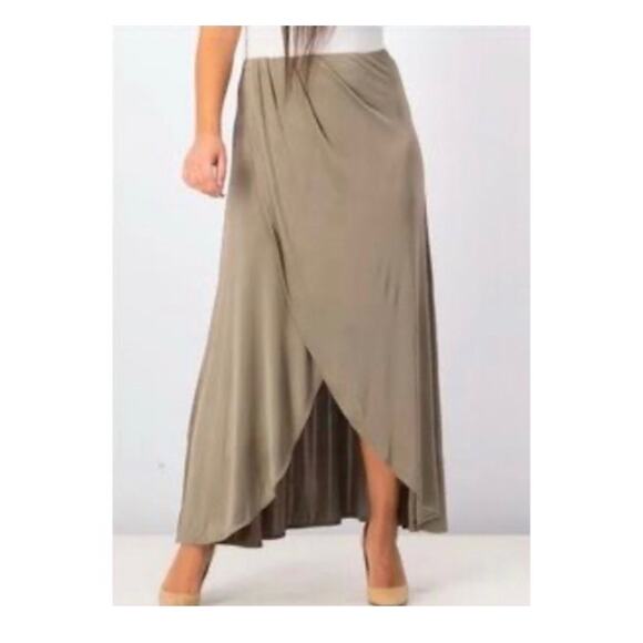 FREE PEOPLE Sage Green Soft Flowy Tulip Wrap High Low Style Maxi Skirt Size XS - Picture 1 of 9